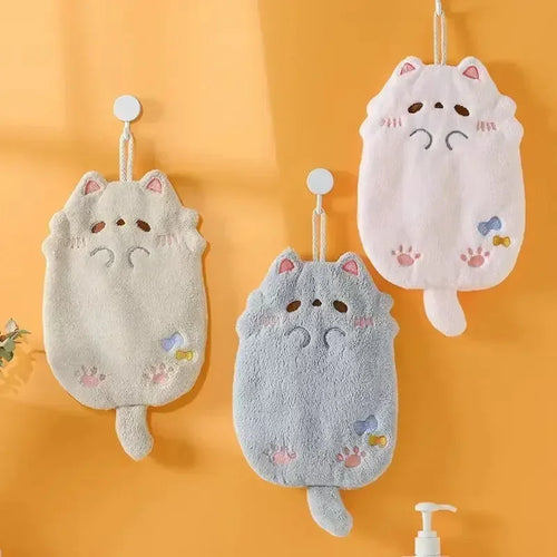 Premium Quality Cartoon Tanuki Hanging Towel Coral Velvet, Thick Absorbent Cloth, No Hair Loss, Ideal for Kitchen Bathroom Use