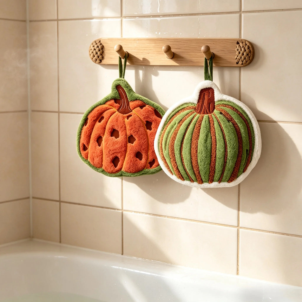 Pumpkin Hanging Hand Towel Microfiber Super Absorbent Quick Dry Fall Farmhouse Towel for Kitchen Bathroom